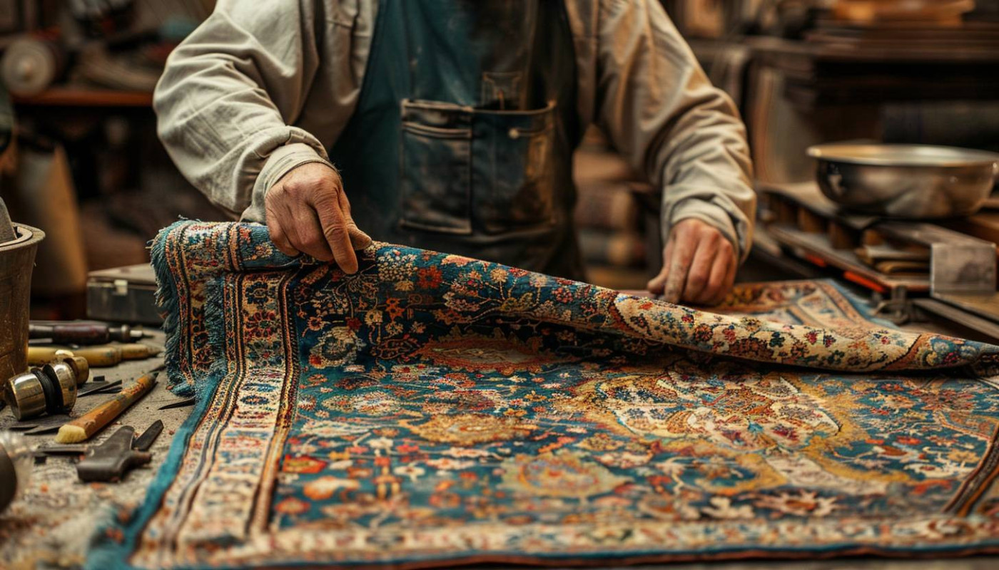 Techniques traditionnelles de restauration et nettoyage de tapis d'exception